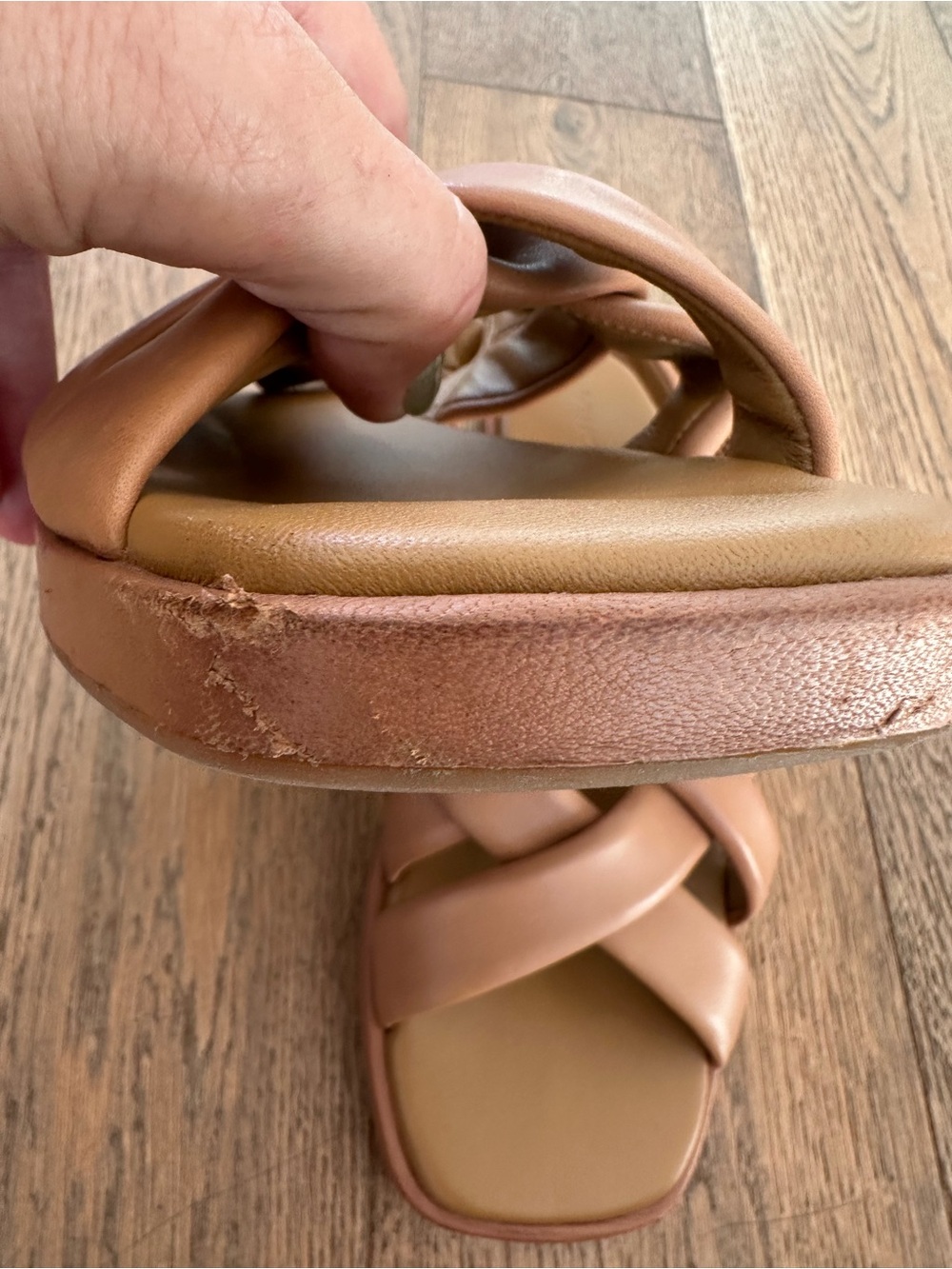 Vince Tan Leather Flat Sandals 10 - Picture 5 of 6